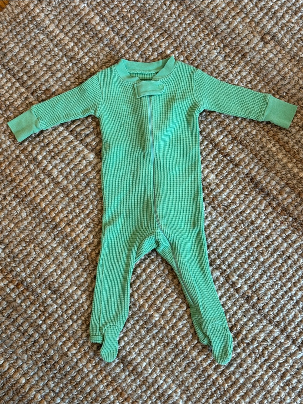 Noble Organic Waffle Footie Sleeper in Key Lime 3-6M